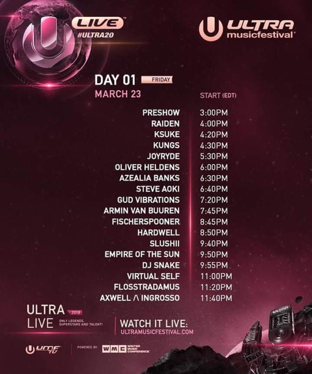 See What Time Virtual Self, NGHTMRE, DJ Snake, and Others Are Playing Today  at Ultra Music Festival