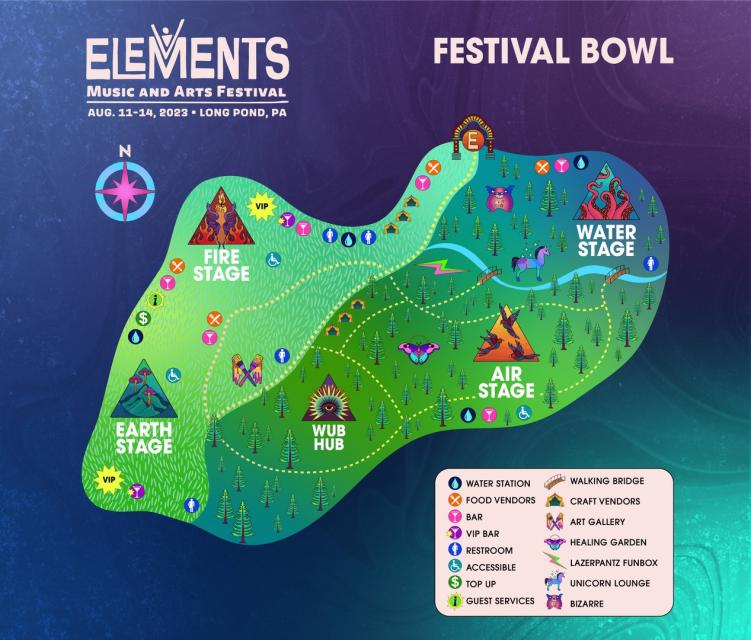 elements festival map