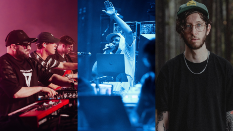 photos of Big Gramatik, Pretty Lights, and Of The Trees side by side